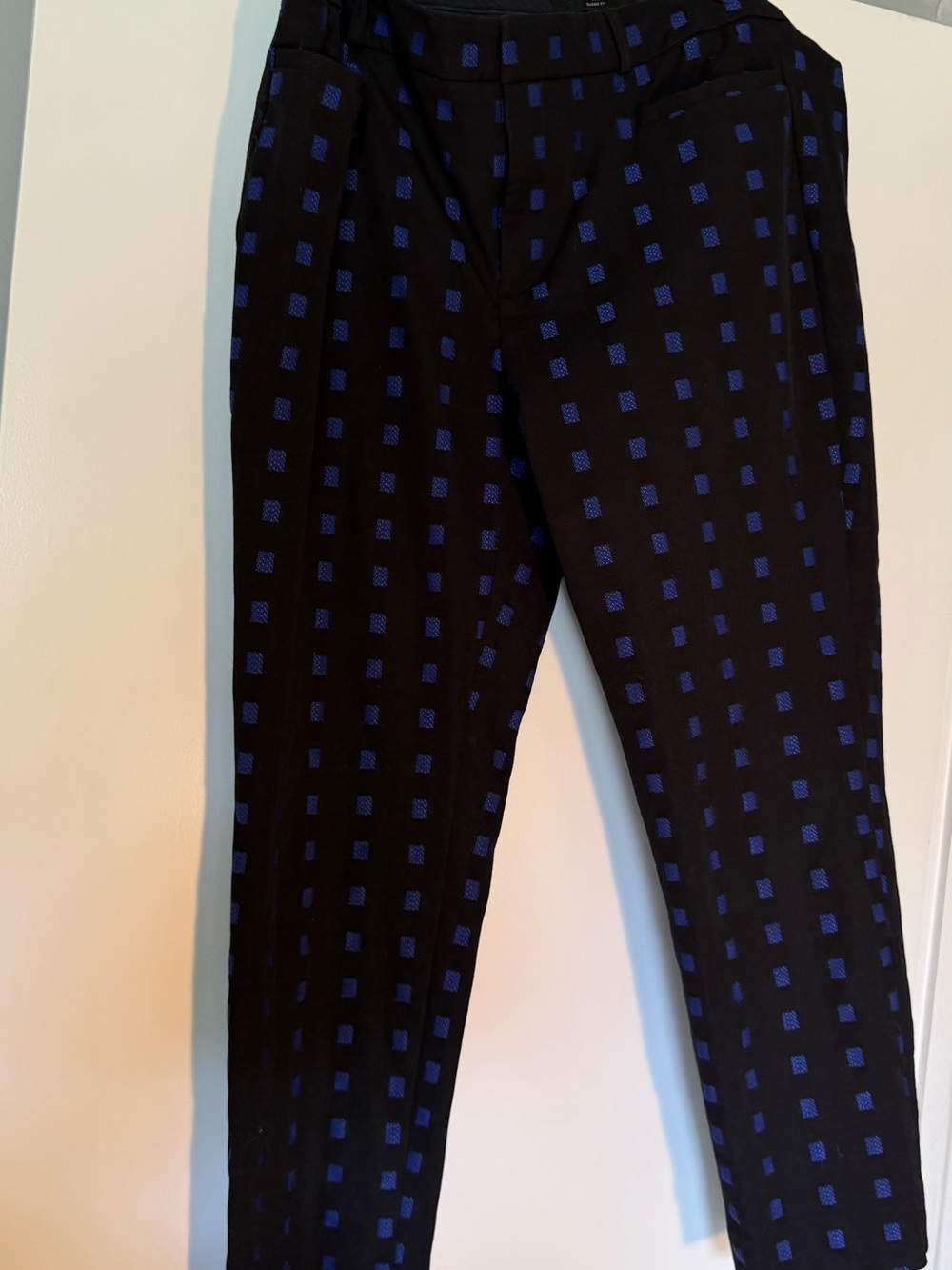 Navy & Royal Blue Box Pattern Women’s Trouser- Banana Republic Sloan Fit
